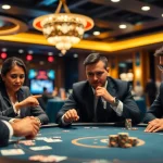 Experience a thrilling Poker Game atmosphere with focused players and vibrant casino details.