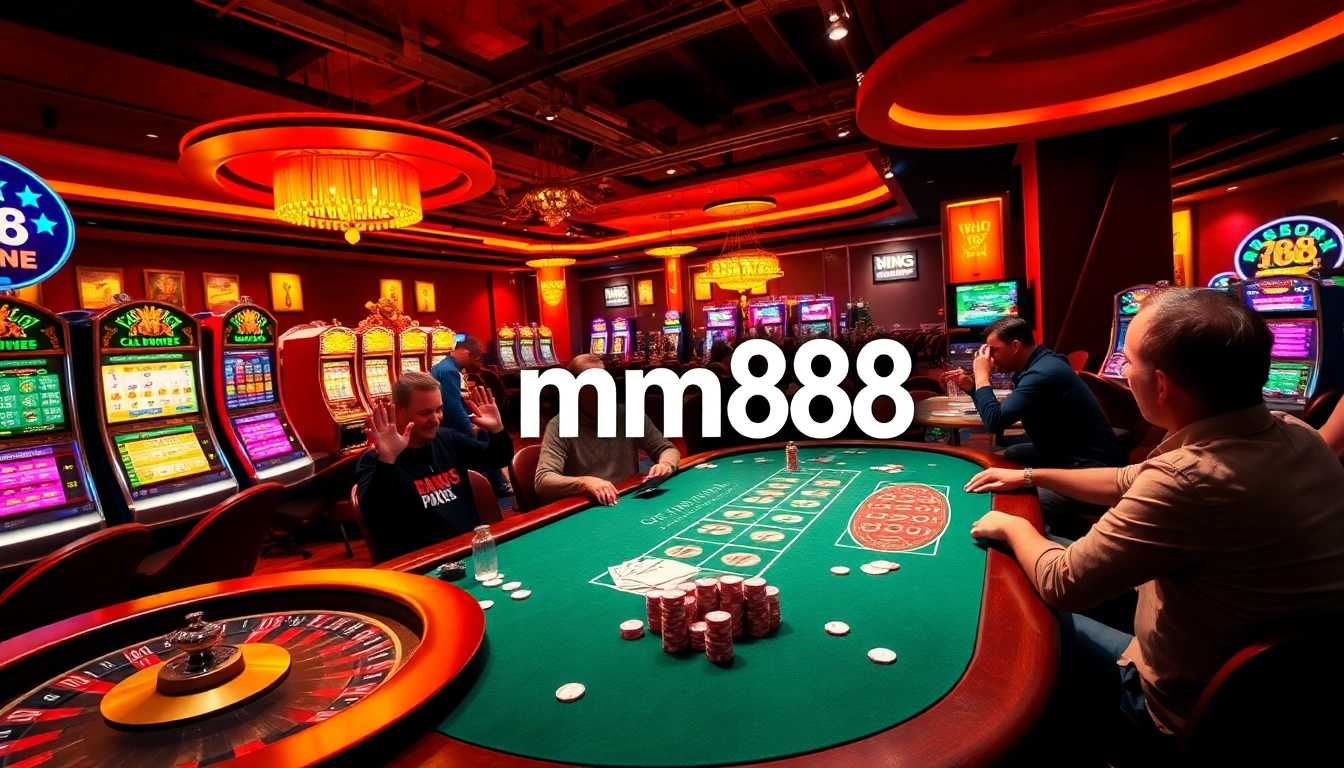 Players enjoying thrilling games at mm88 online casino with vibrant atmosphere and betting excitement.