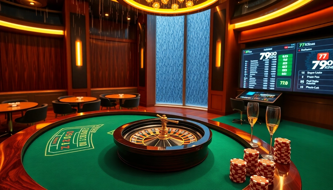 79king premium casino scene with blackjack, roulette, and live odds display