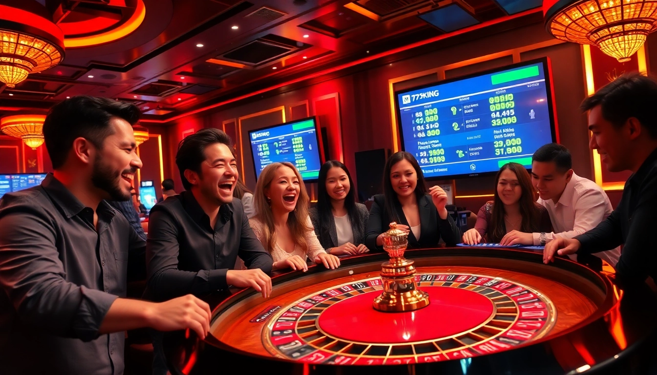 Excited players enjoying a dynamic gambling experience at 79king's online casino platform.