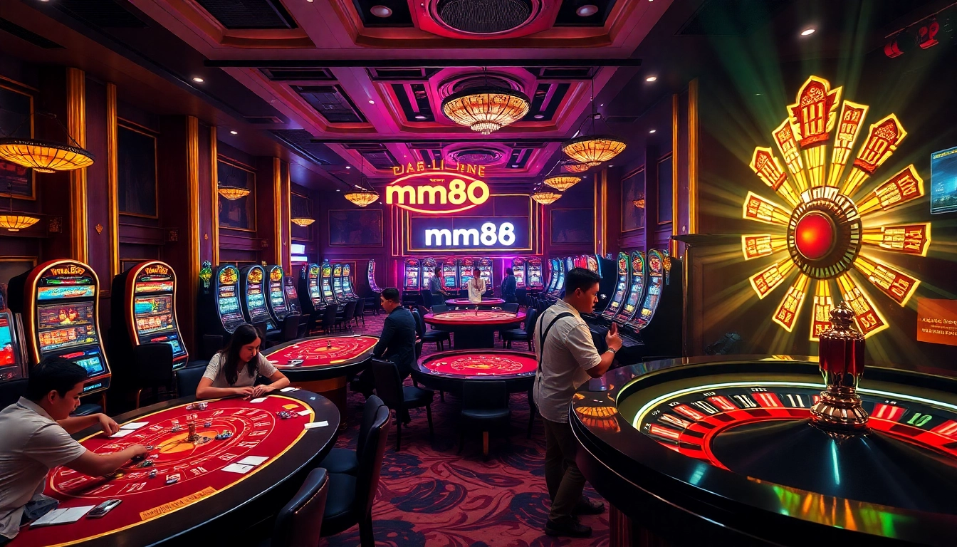 Experience mm88 action at a lively casino table with players wagering on poker.