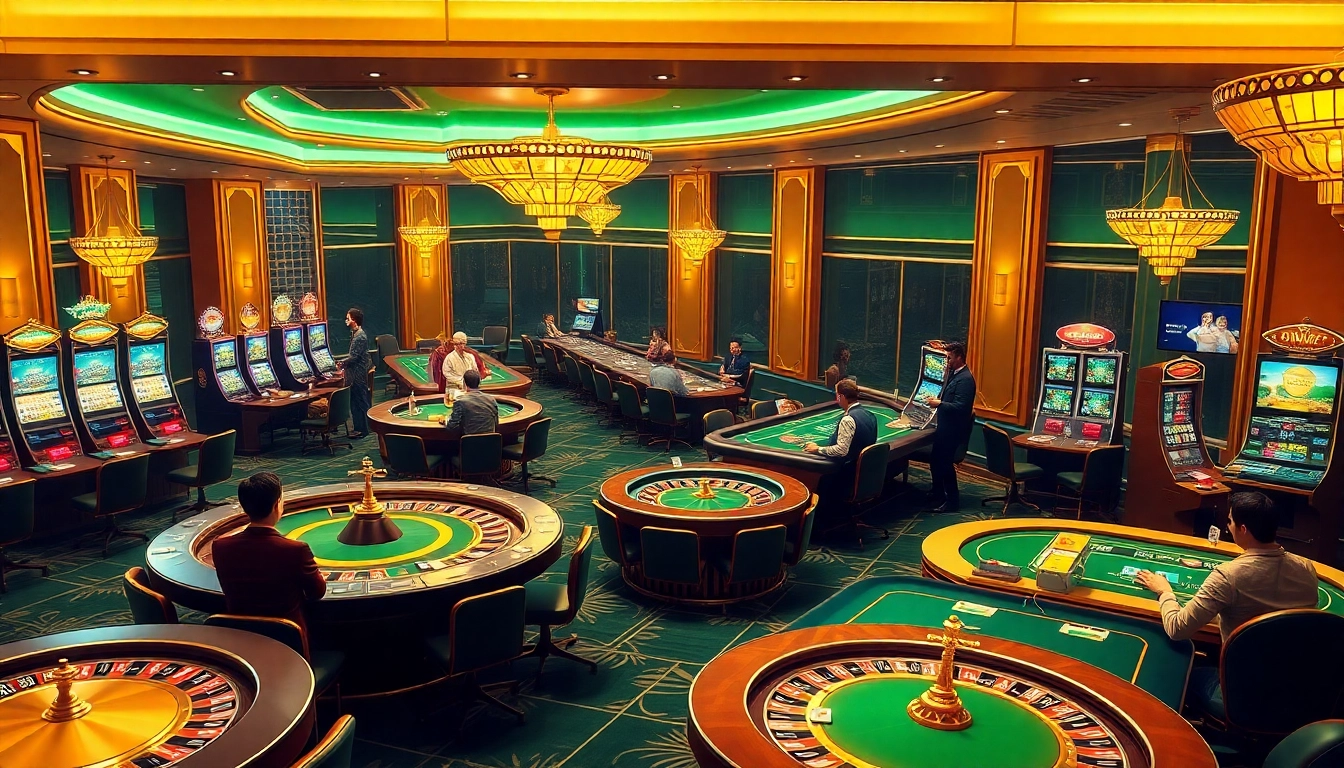 Gamblers enjoying a thrilling experience at https://99win.camp/ with exciting casino games and vibrant atmosphere.