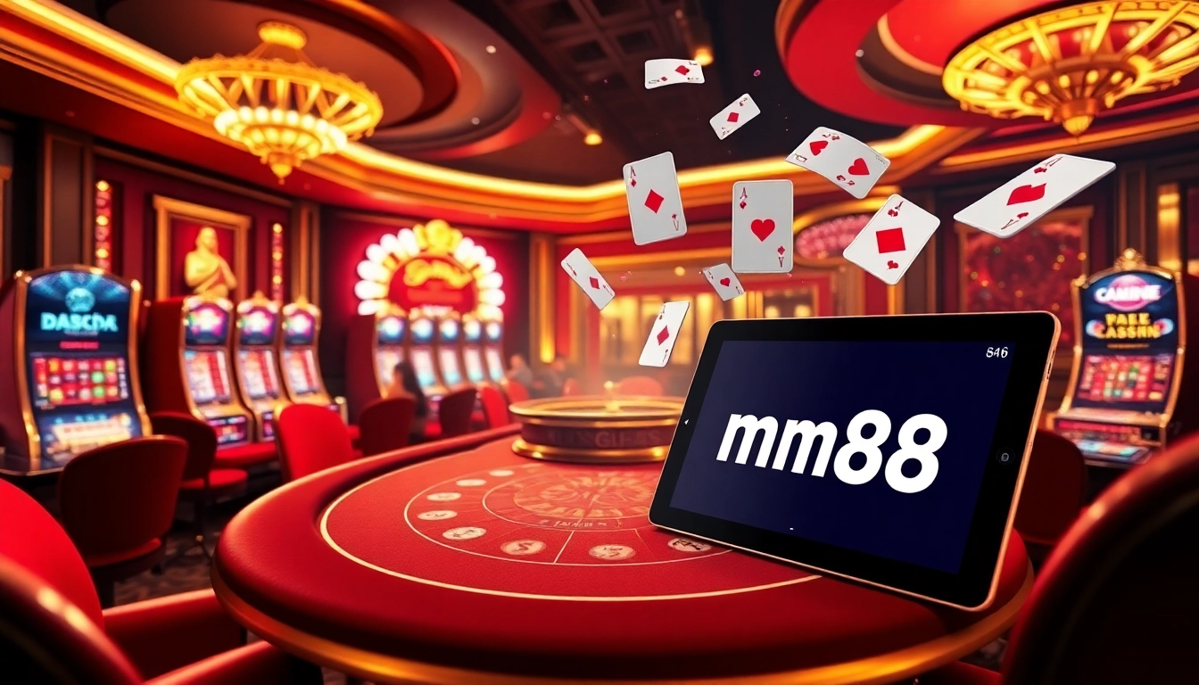 Players engaging in an exciting game on https://mm88.blog/ featuring dynamic casino elements like poker and slots.