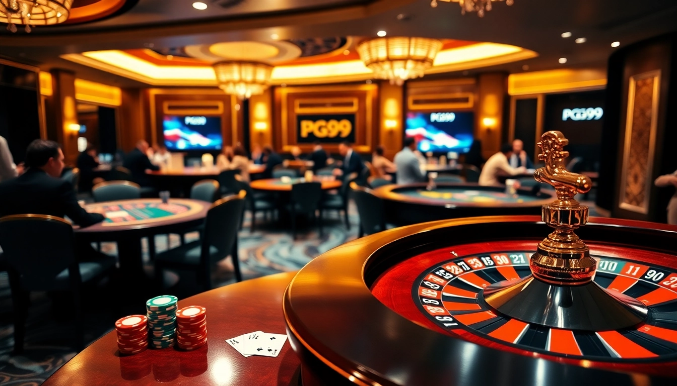 Players enjoying high-stakes gaming at a vibrant PG99 online Casino.