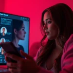 Immersive sex chat AI scene with intimate digital interactions.