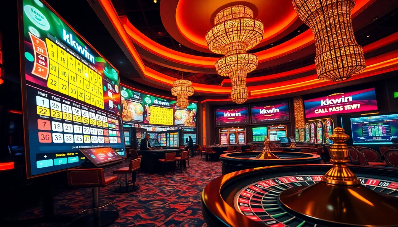 The vibrant atmosphere of xổ số kkwin online lottery with colorful tickets and engaging promotions.