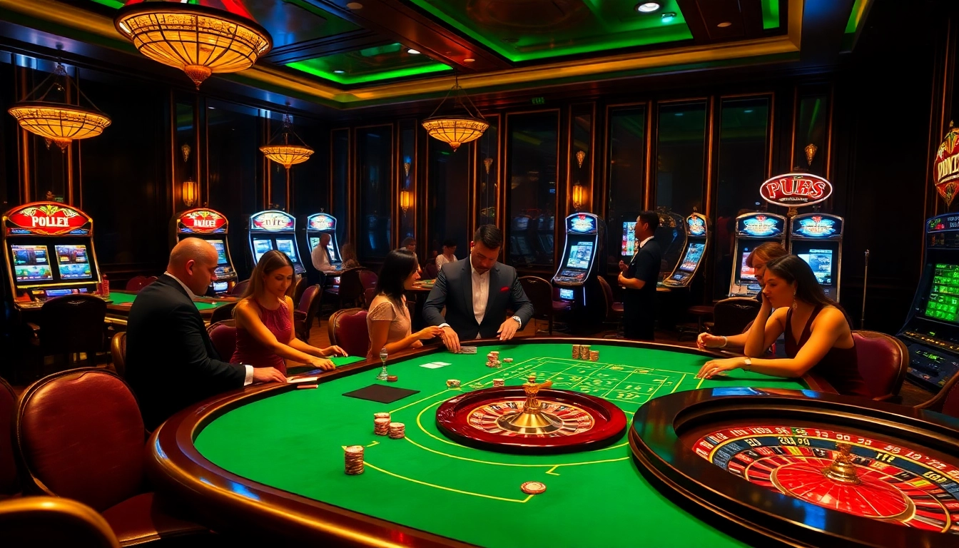 Players experiencing the excitement of PU88 casino games with vibrant tables and slot machines.