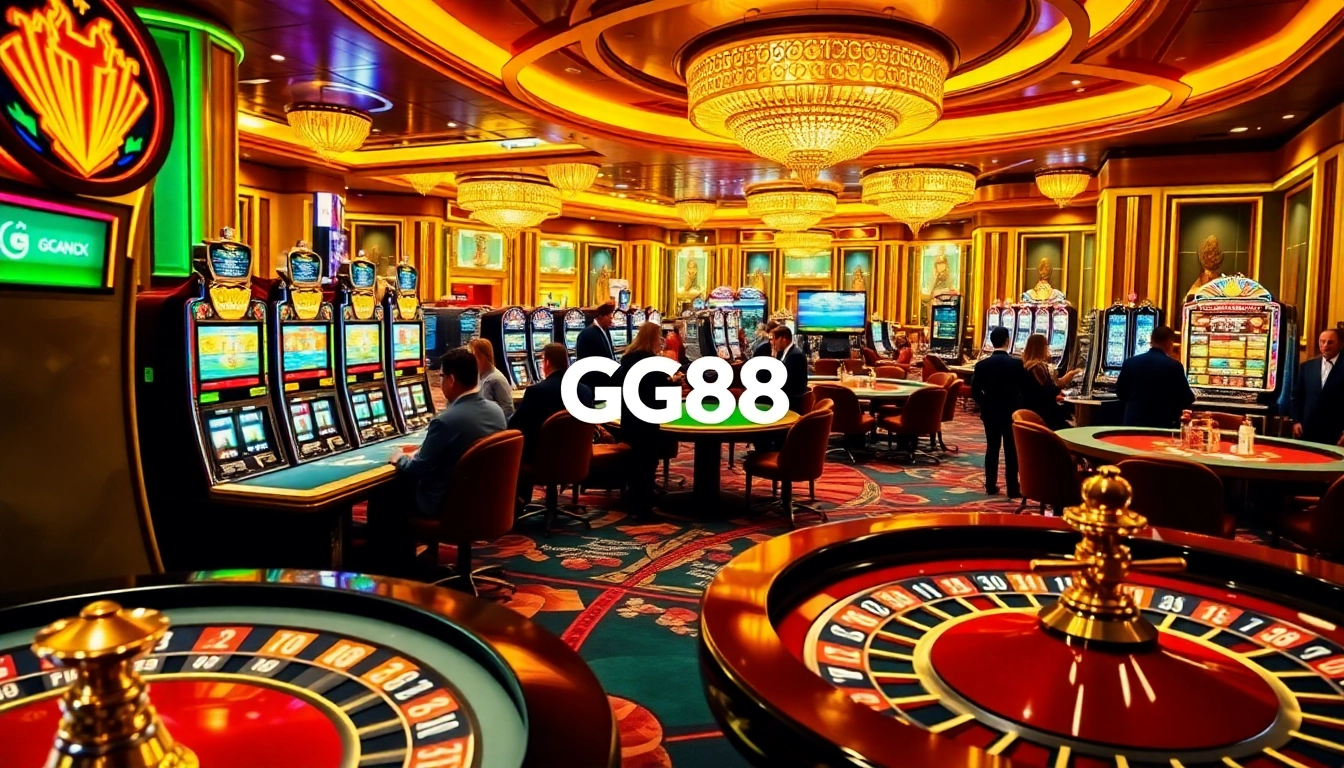 Experience the excitement of GG88 with engaging casino gameplay, vibrant roulette wheels, and lively poker tables.
