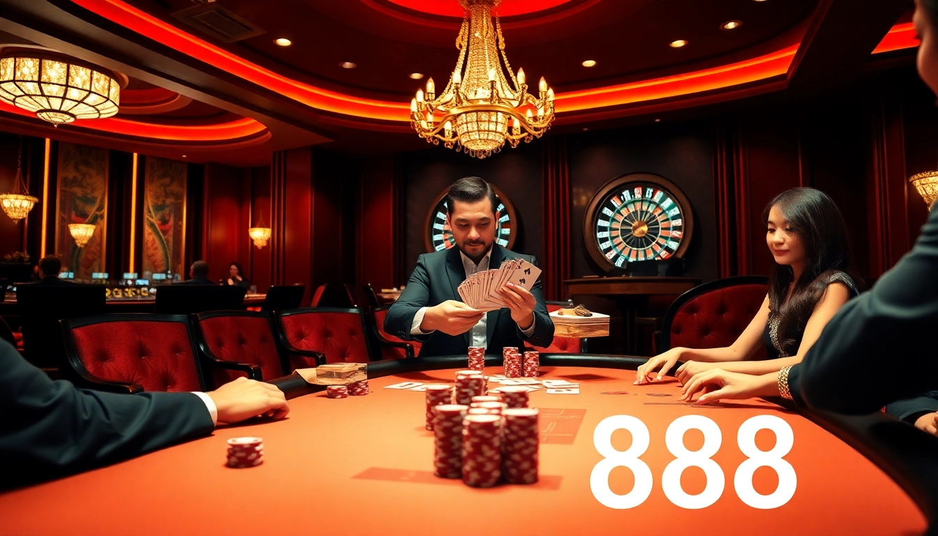 Experience thrilling poker action at Hello88's premier gaming tables with luxurious décor.