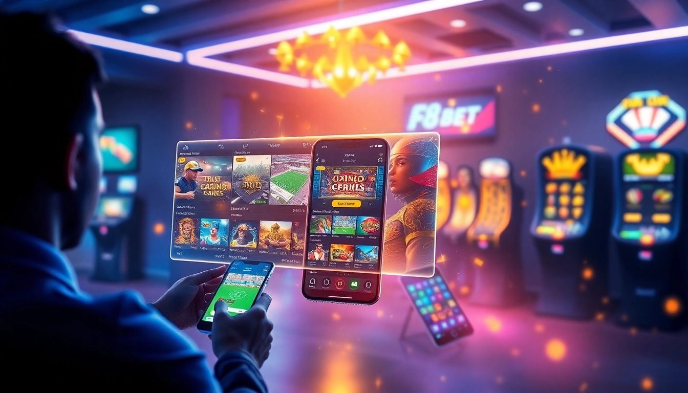 F8BET online betting platform showcasing casino games, sports betting, and user-friendly app features.