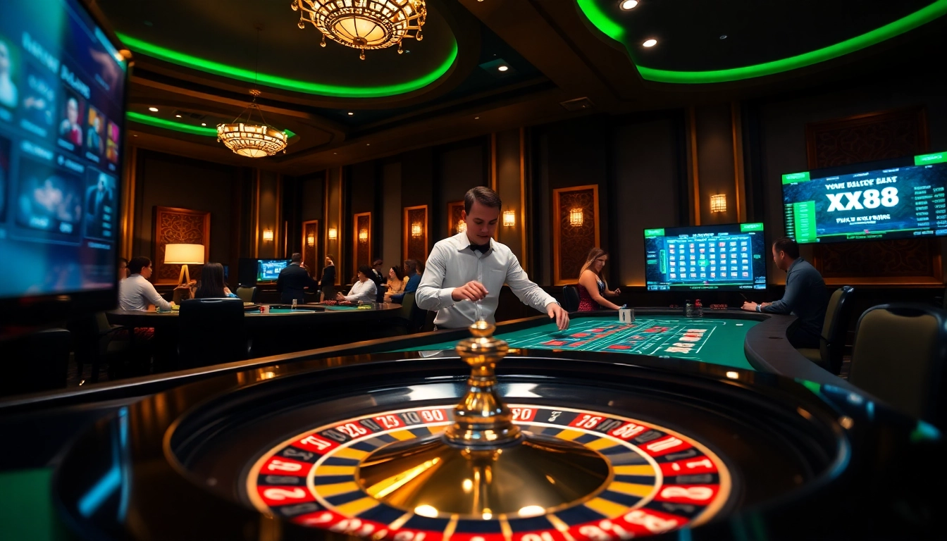 Experience the thrill of placing bets at XX88's luxurious casino tables.