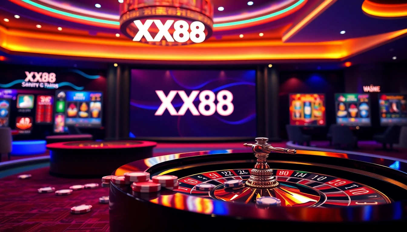 Experience thrilling gaming at XX88 with an elegant casino table and vibrant betting options.