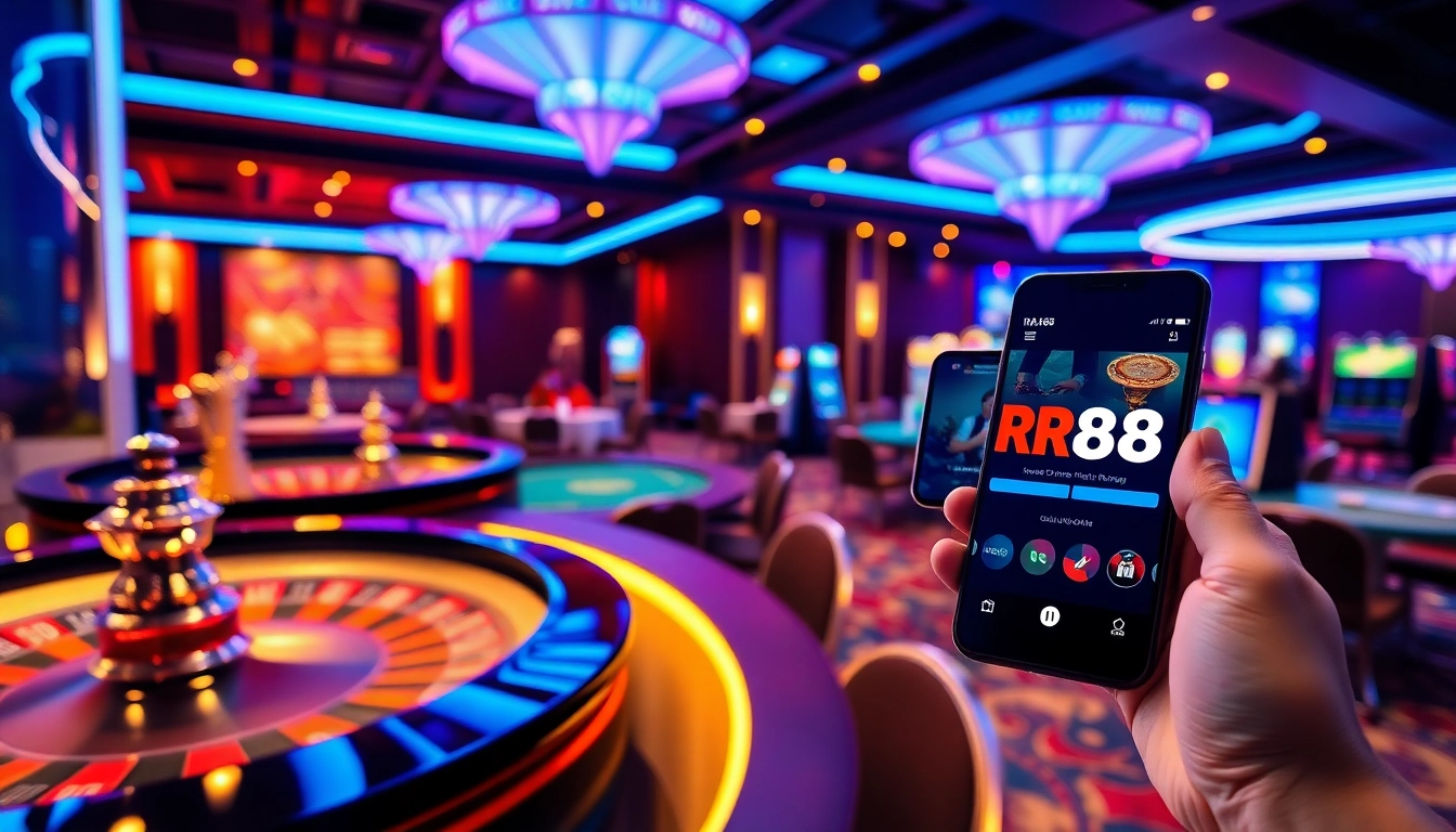 Players enjoying gambling at the RR88 casino featuring vibrant tables and exciting gameplay.