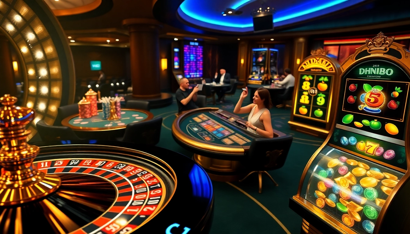 Players engaging with DH88 casino tables, experiencing thrilling moments and vibrant game action.
