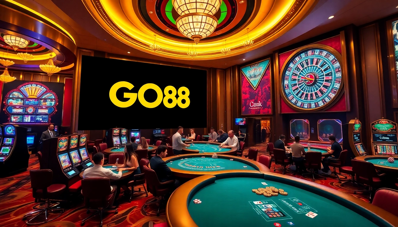 Experience the thrill of gambling at GO88 with engaging live poker tables and vibrant slot machines.