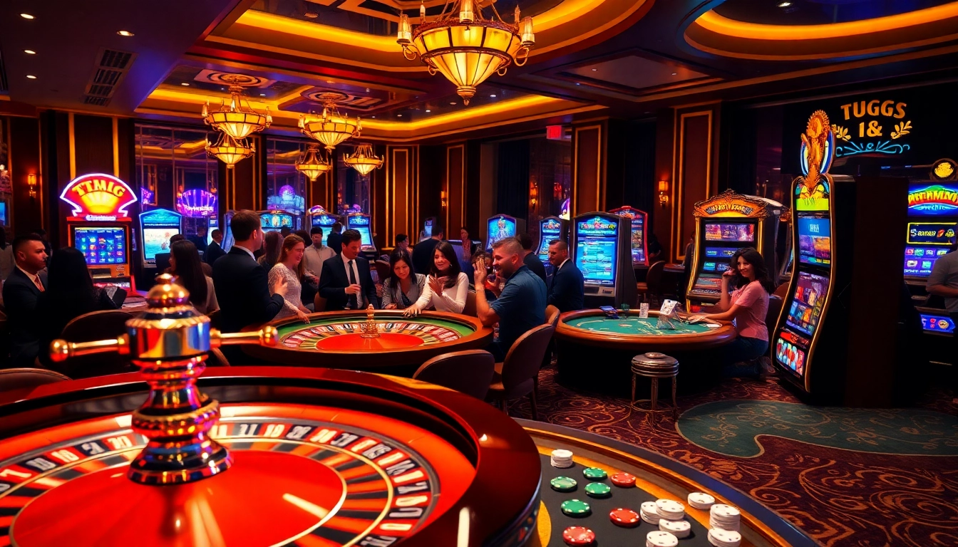 Experience the excitement of gambling with the luxury of https://tt88.jpn.com/ showcased in a vibrant casino scene.