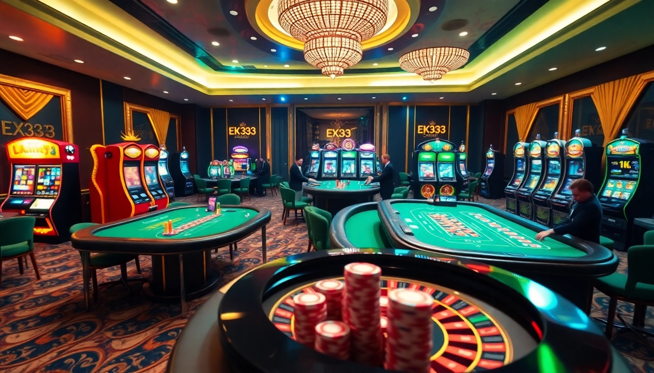 Experience the thrill of gambling at EK333 with vibrant casino tables and exciting games.