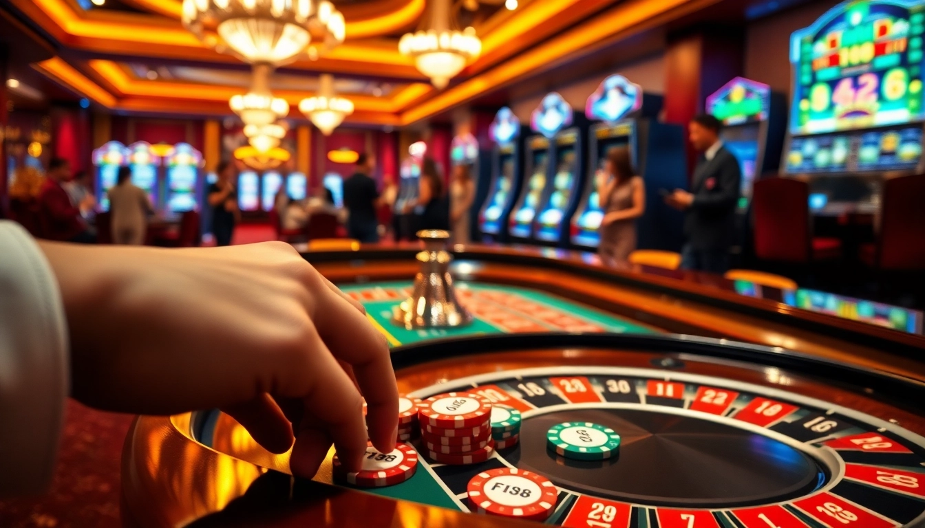 Excited players engaging at a luxurious F168 casino roulette table, capturing the thrill of gambling.