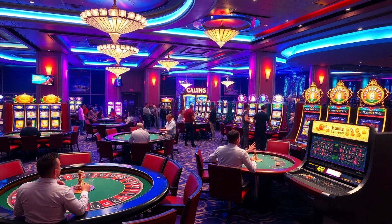 Players engaging in thrilling games at KP88 casino, showcasing vibrant casino tables.