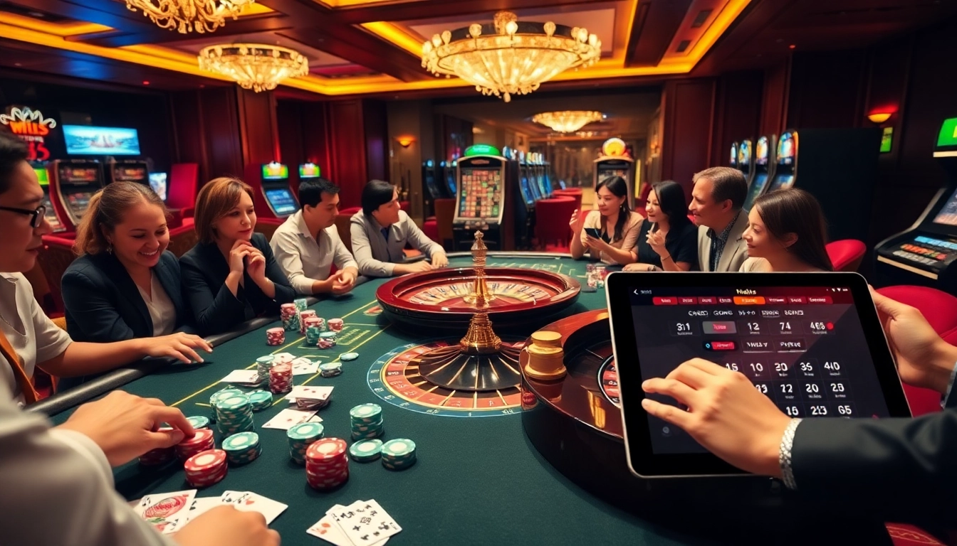 Experience the thrill of betting at Nhà cái ABC8 with vibrant poker chips and a roulette wheel.