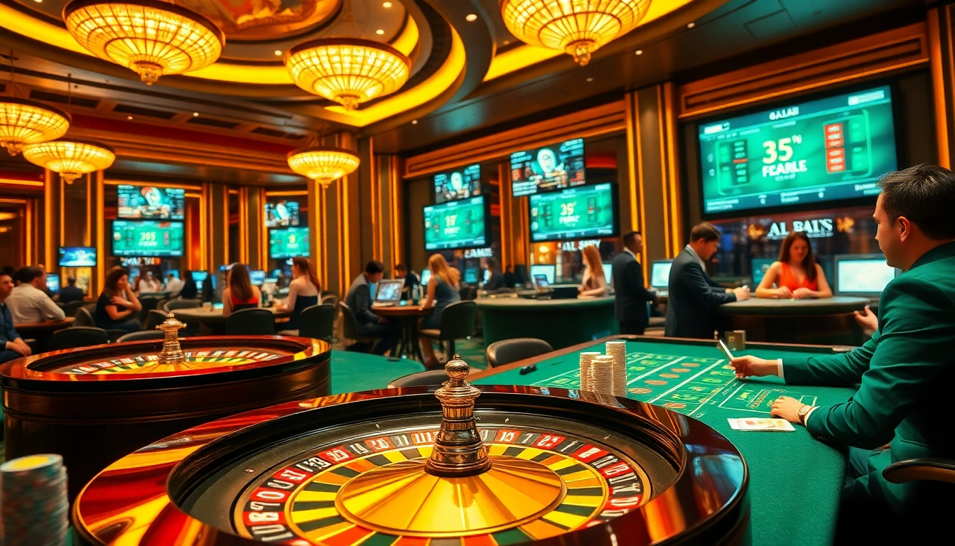 Experience the thrill of betting with a vibrant casino scene at https://phtaya.ac/ showcasing roulette and poker.