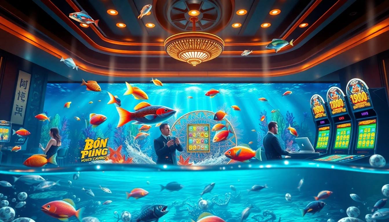 A thrilling bắn cá đổi thưởng gameplay scene focused on vibrant underwater action and engaging casino atmosphere.