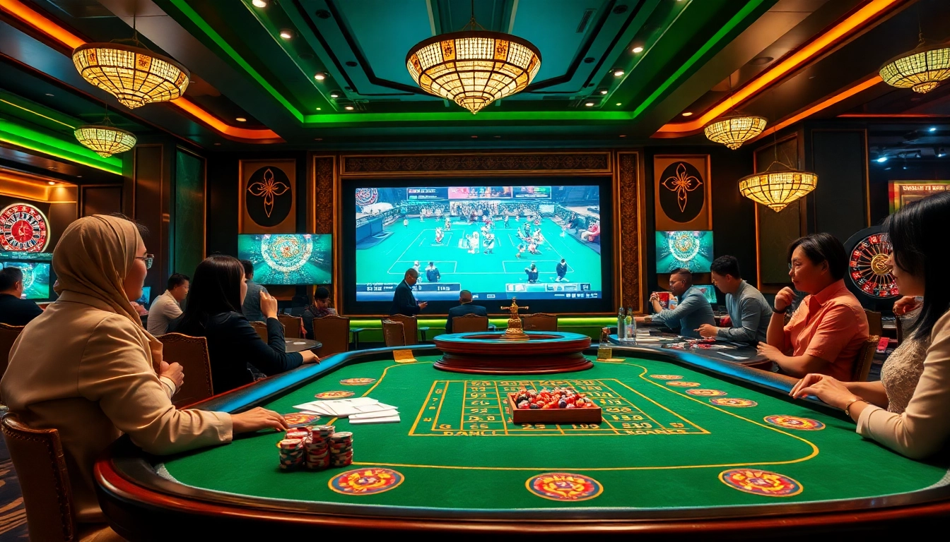 Experience the thrilling world of Nhà cái đá gà with intense betting action in a luxurious casino setting.