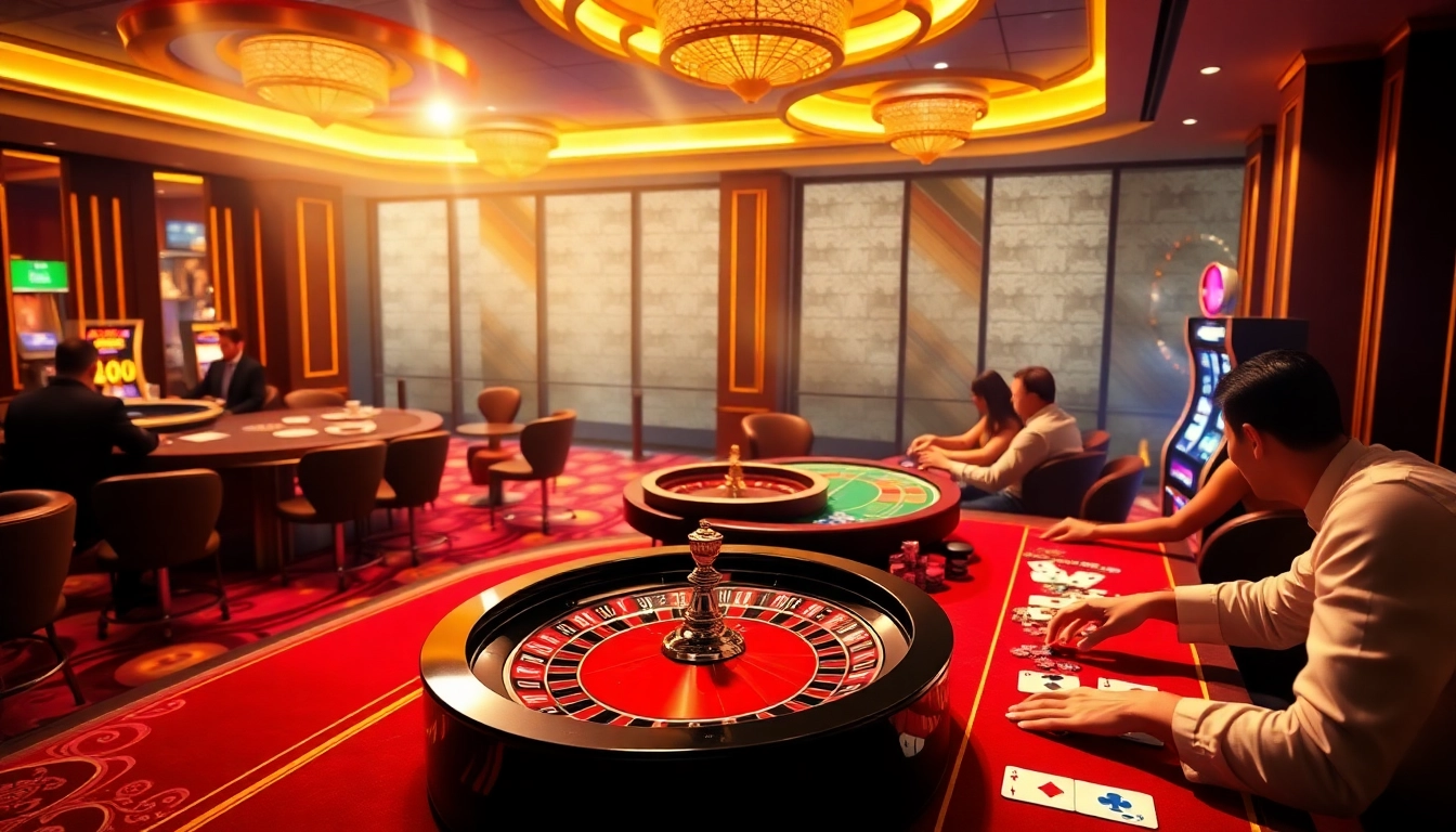 Players enjoying games at MM88 online casino with vibrant tables and exciting atmosphere.