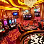 Players celebrating wins at SLOTS8 slot machines in a vibrant casino environment.
