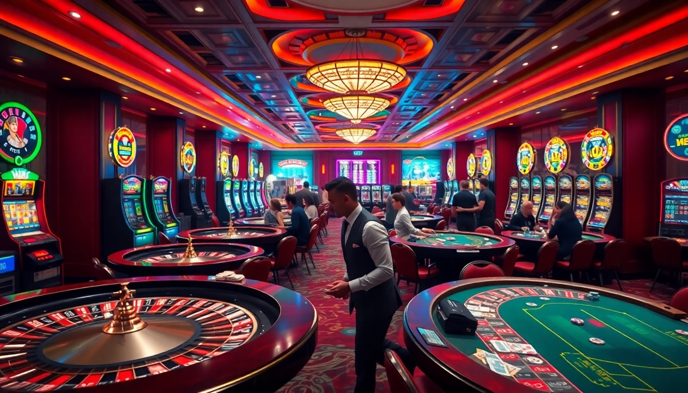Experience the thrill of gambling with KK55.blue on a luxurious casino floor filled with excitement.