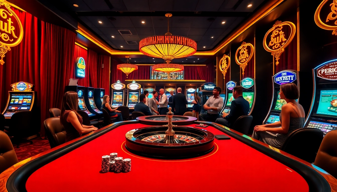 Hitclub players enjoying an exciting game at a luxurious casino table with vibrant poker chips.