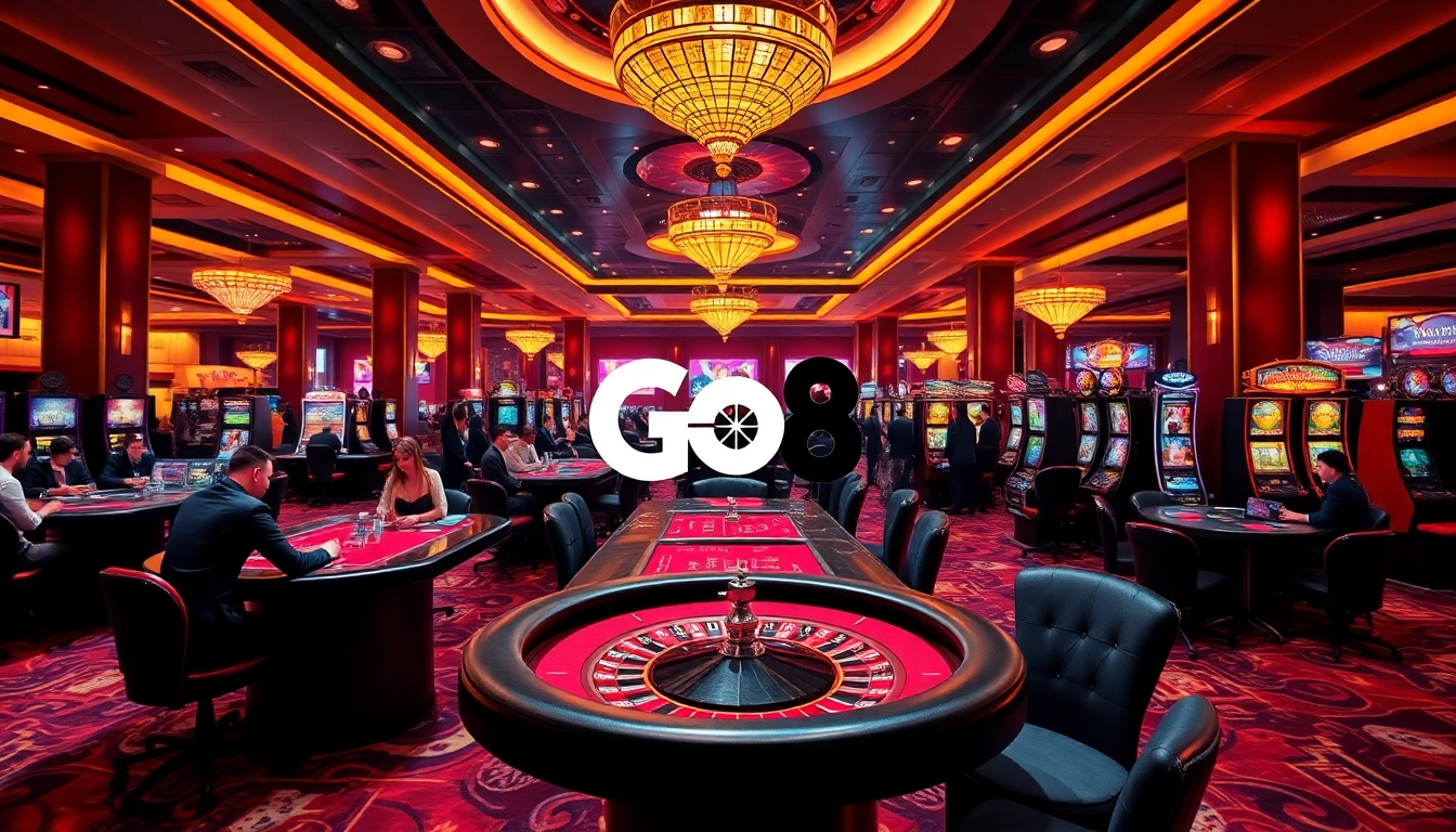 GO8 players enjoying exciting casino games at vibrant tables with engaging dealers.