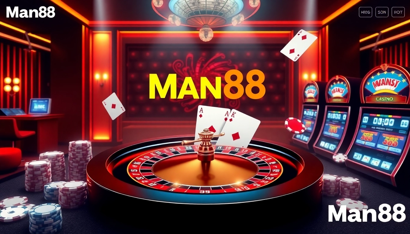 Experience thrilling gameplay at Man88 with vibrant slot machines and intense poker action.