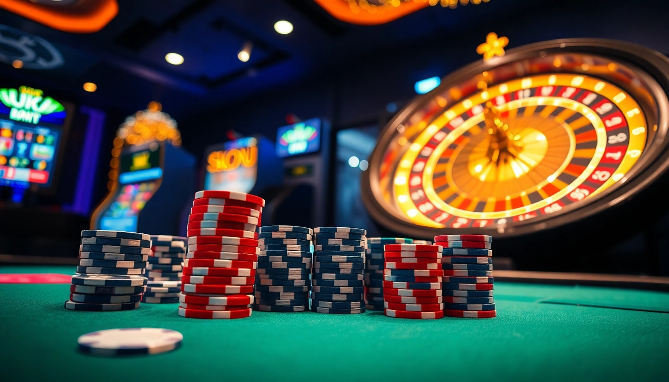 Betting action at the sv388 casino poker table with colorful chips and cards.