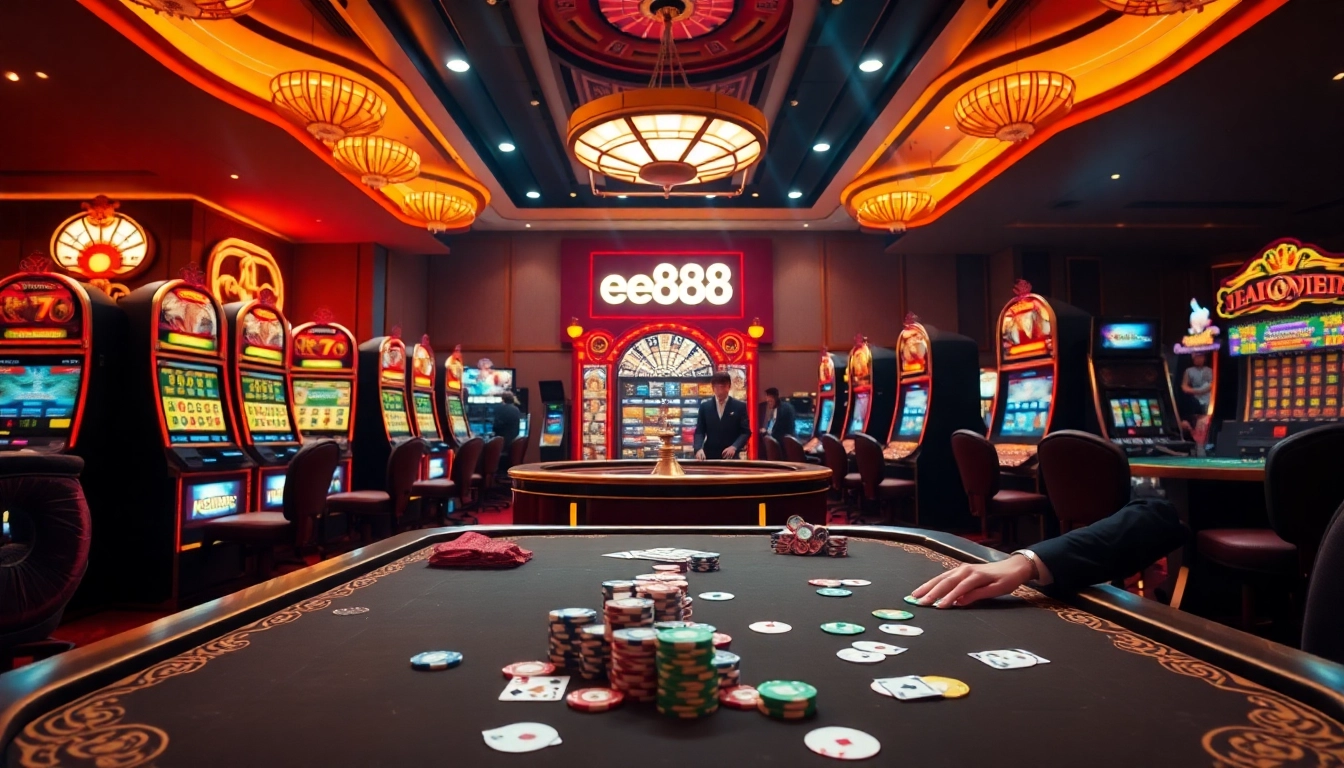 Experience thrilling gameplay and strategic betting through ee88 đăng nhập at a modern casino table.