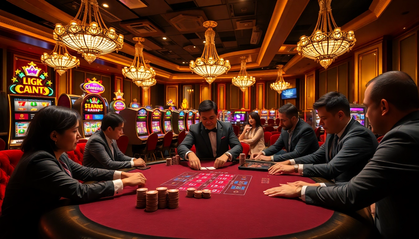 Players enjoying a poker game at a luxurious 188bet casino table, highlighting excitement and strategy.