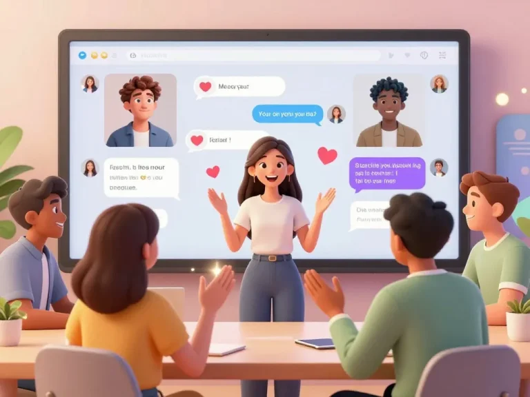 Interactive chat scene featuring diverse 18+ ai characters engaging users in vibrant conversation.
