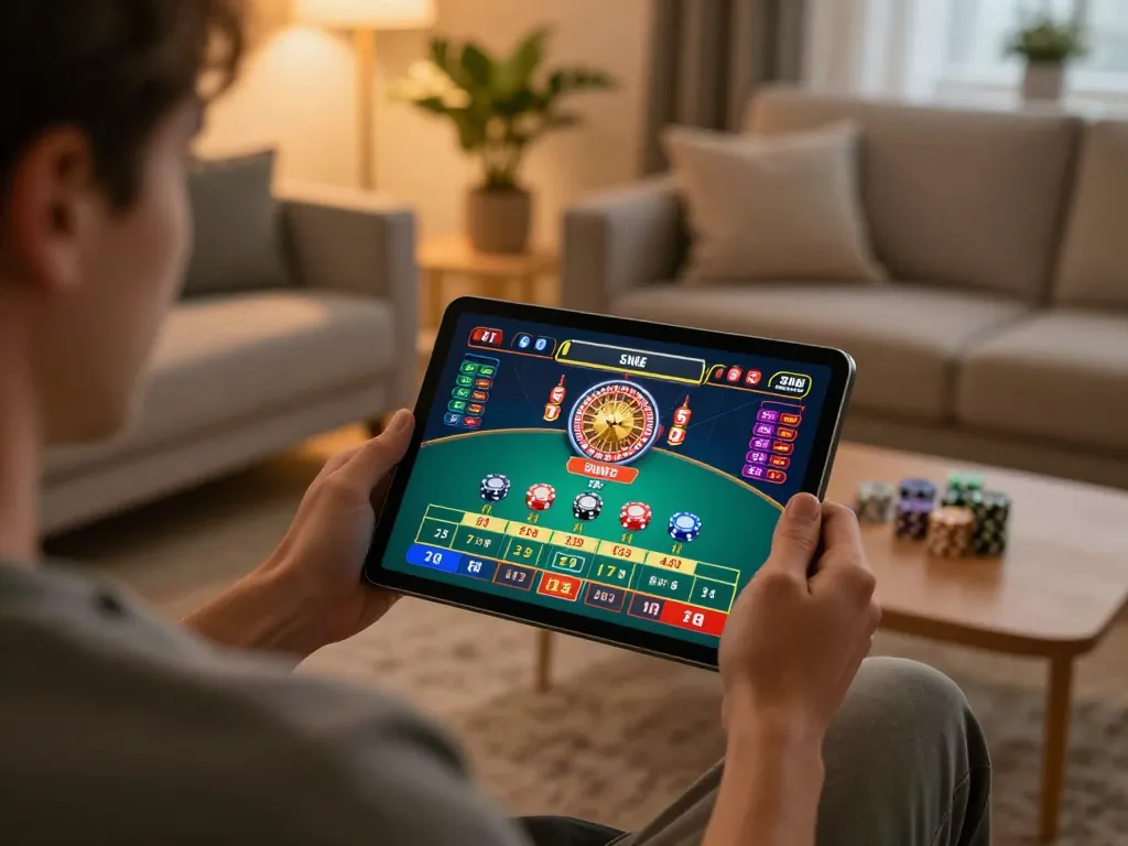 Engaging in online gaming at https://goal123.ac/, a player strategizes while enjoying live dealer roulette.