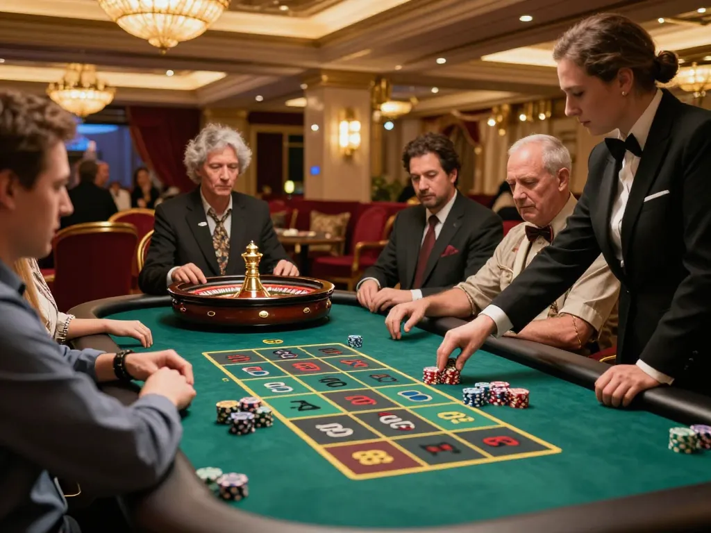 Players at a roulette table experiencing excitement at 8xbet casino, enhancing their gaming strategies.